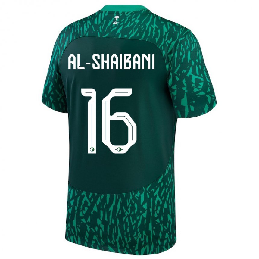 Criança Camisola Saudita Asrar Al Shaibani #16 Verde Escuro Alternativa 22-24 Camisa