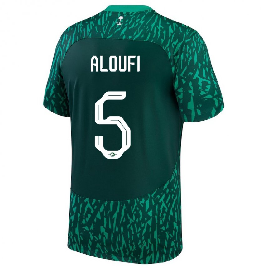 Criança Camisola Saudita Mohammed Aloufi #5 Verde Escuro Alternativa 22-24 Camisa