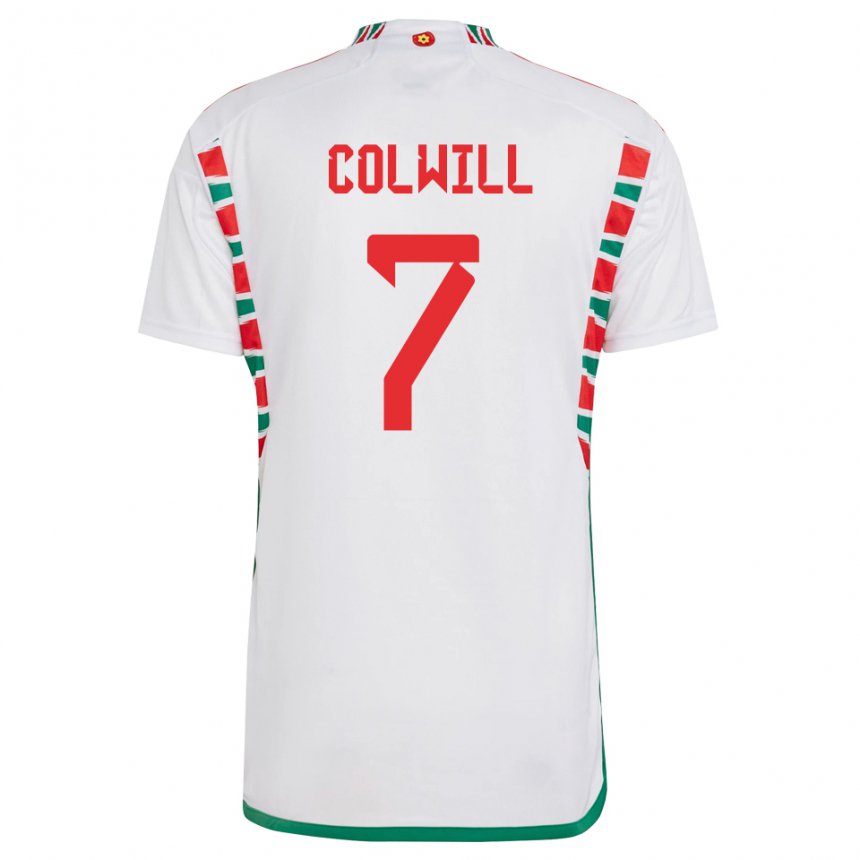 Criança Camisola Galesa Joel Colwill #7 Branco Alternativa 22-24 Camisa