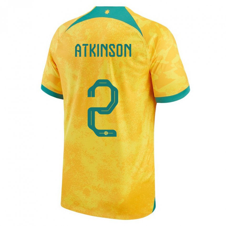 Homem Camisola Australiana Nathaniel Atkinson #2 Dourado Principal 22-24 Camisa