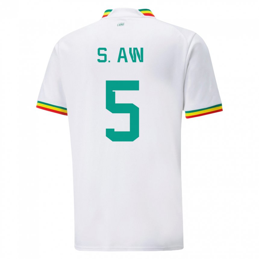 Homem Camisola Senegalesa Souleymane Aw #5 Branco Principal 22-24 Camisa