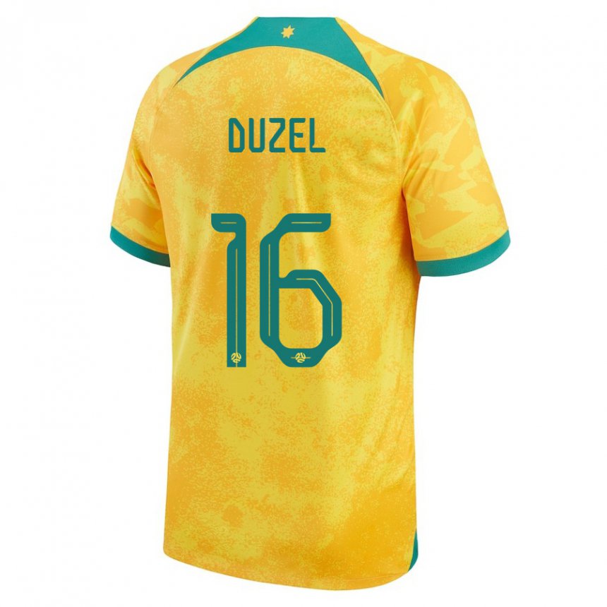Homem Camisola Australiana Luke Duzel #16 Dourado Principal 22-24 Camisa