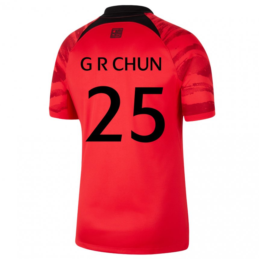 Homem Camisola Sul‑coreana Chun Ga Ram #25 Vermelho Preto Principal 22-24 Camisa