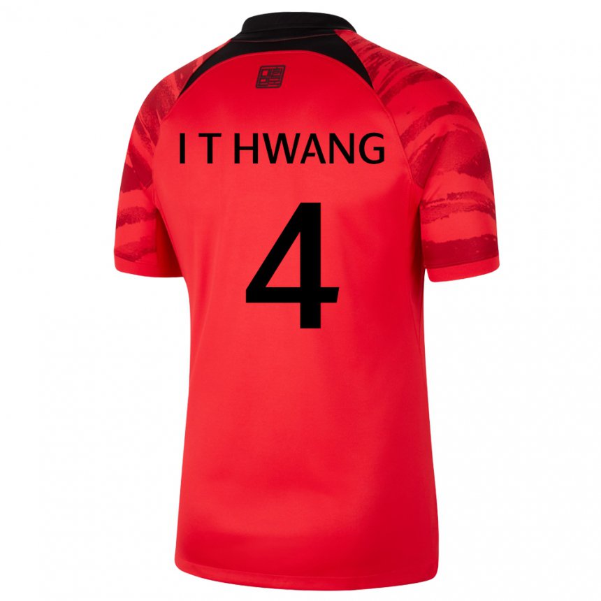 Homem Camisola Sul‑coreana Hwang In Taek #4 Vermelho Preto Principal 22-24 Camisa