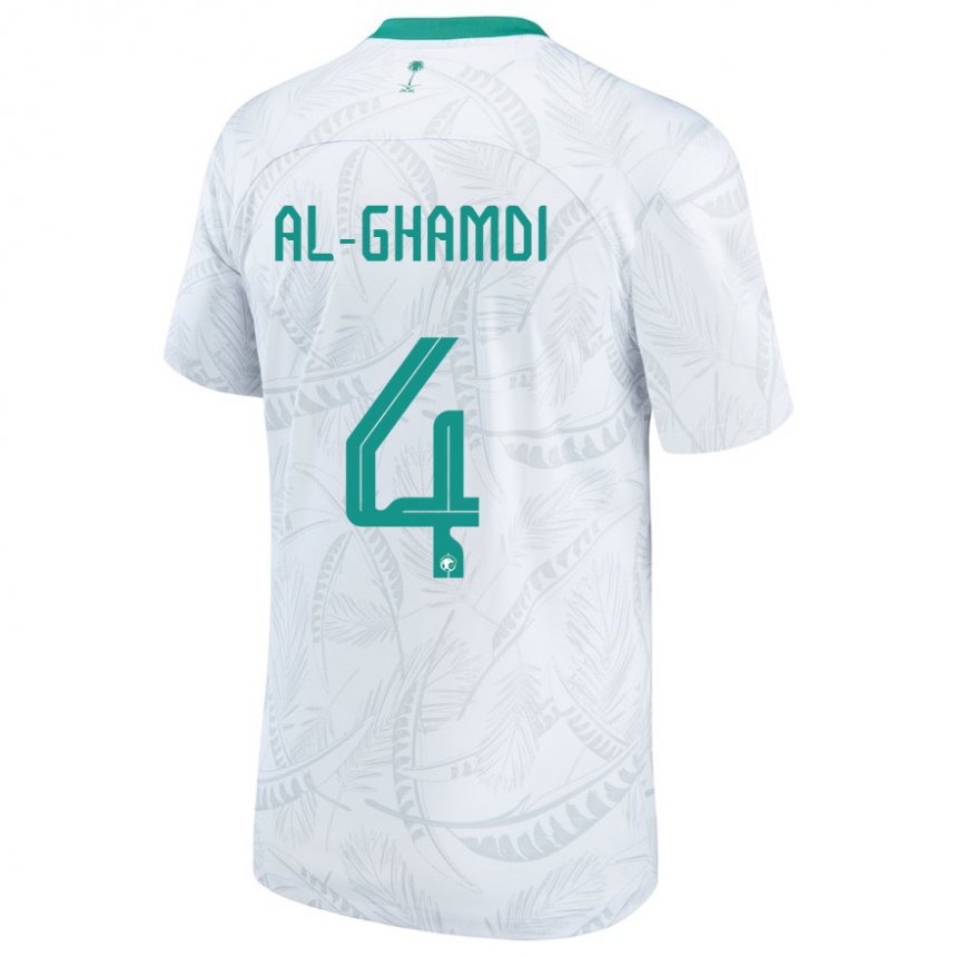 Homem Camisola Saudita Talah Al Ghamdi #4 Branco Principal 22-24 Camisa
