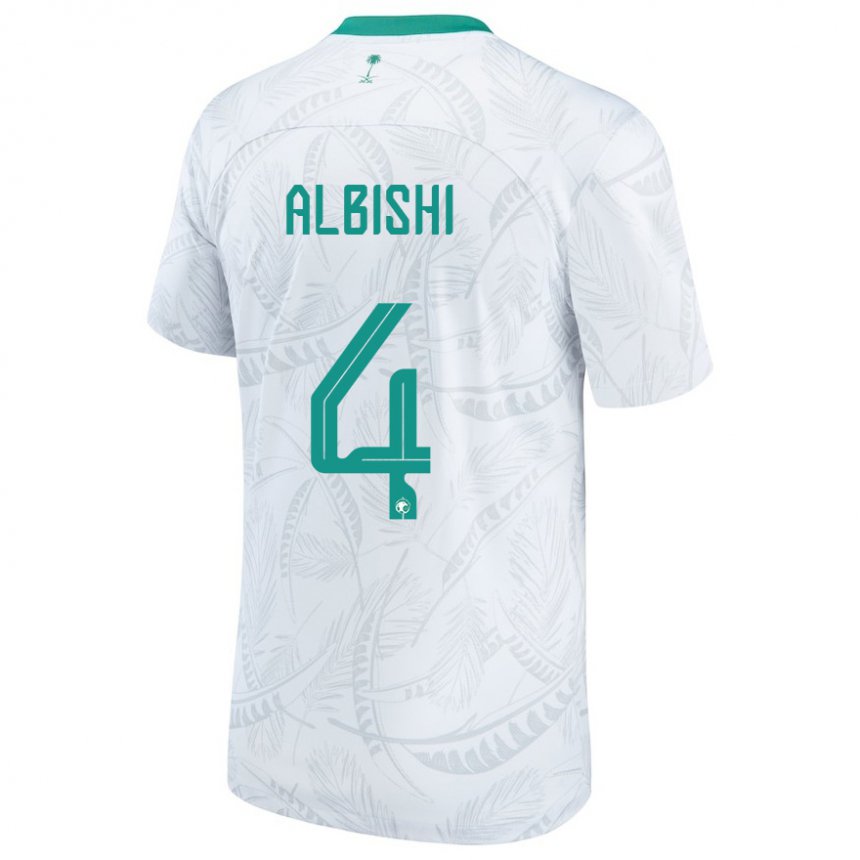 Homem Camisola Saudita Abdullah Albishi #4 Branco Principal 22-24 Camisa