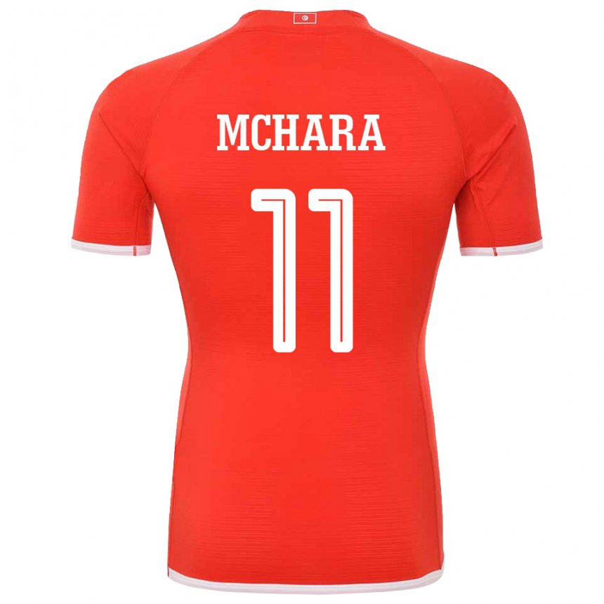 Homem Camisola Tunisiana Imen Mchara #11 Vermelho Principal 22-24 Camisa