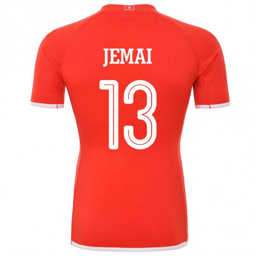 Homem Camisola Tunisiana Yasmine Jemai #13 Vermelho Principal 22-24 Camisa