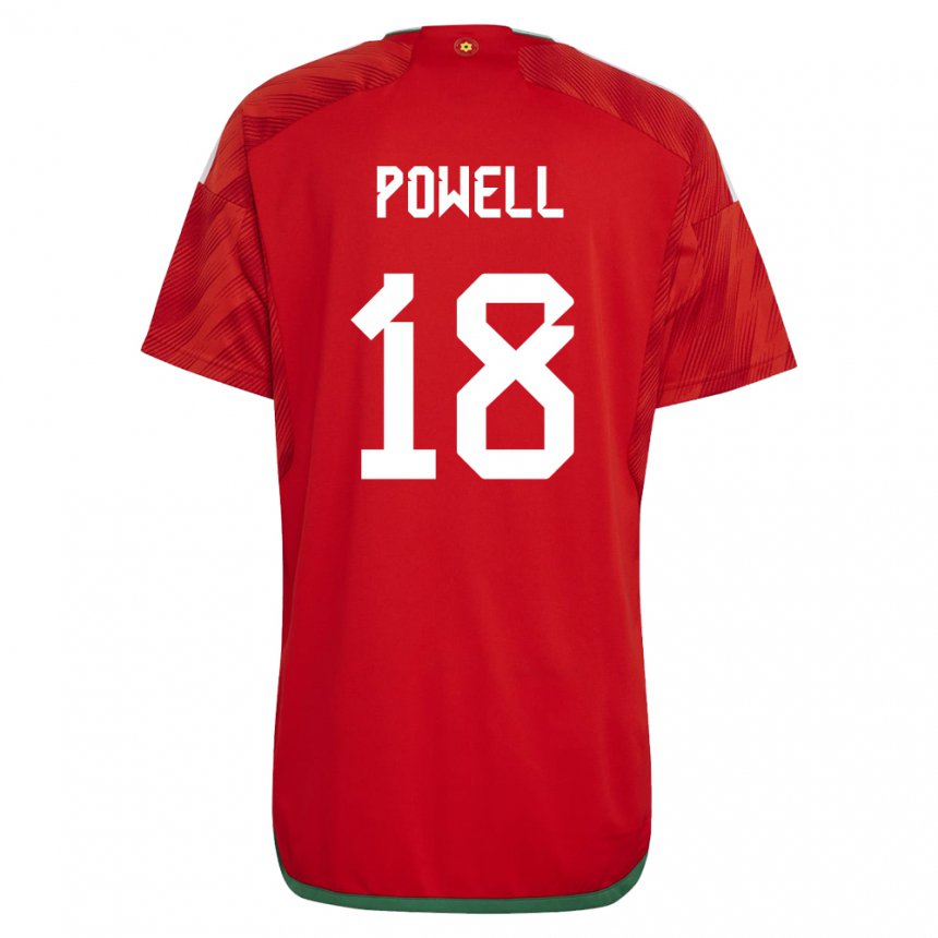 Homem Camisola Galesa Ella Powell #18 Vermelho Principal 22-24 Camisa