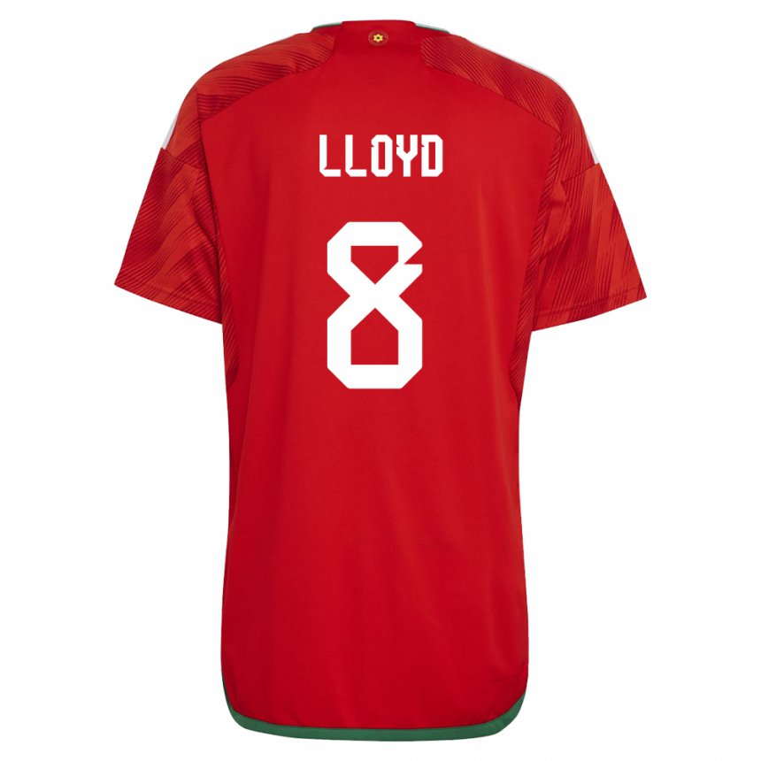 Homem Camisola Galesa Ben Lloyd #8 Vermelho Principal 22-24 Camisa