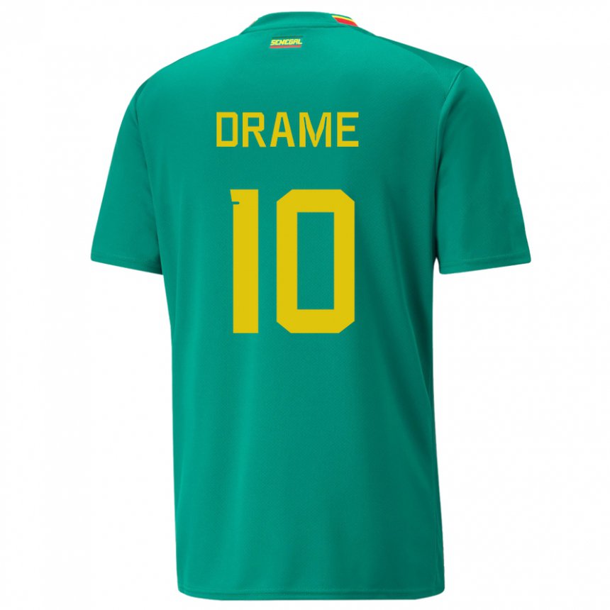 Homem Camisola Senegalesa Ibrahima Drame #10 Verde Alternativa 22-24 Camisa