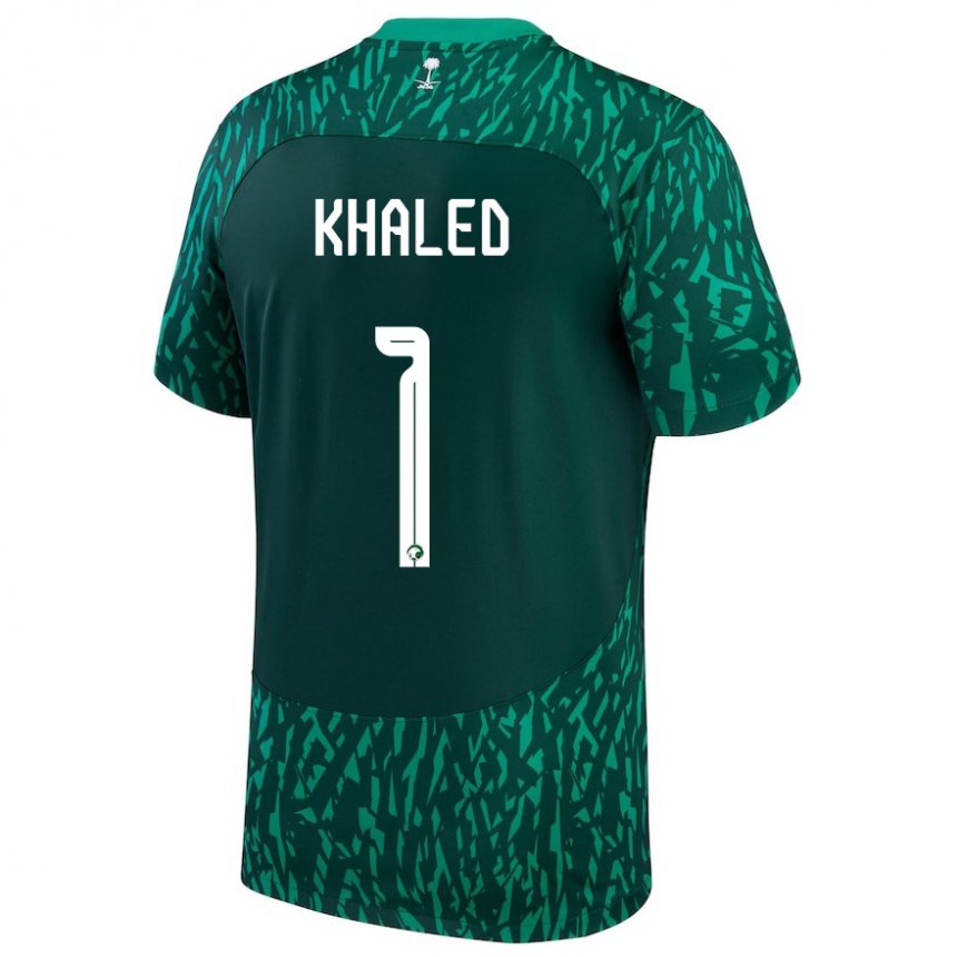 Homem Camisola Saudita Sarah Khaled #1 Verde Escuro Alternativa 22-24 Camisa