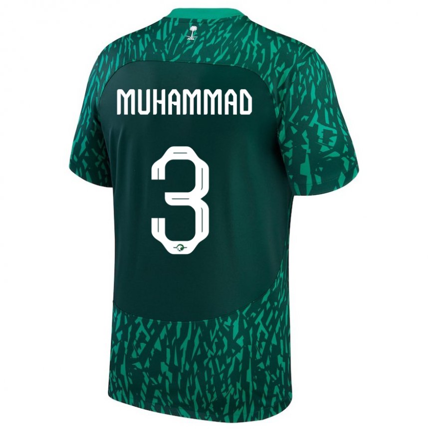 Homem Camisola Saudita Lin Muhammad #3 Verde Escuro Alternativa 22-24 Camisa