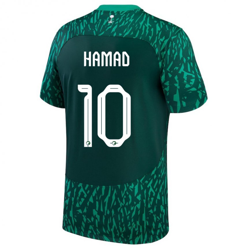 Homem Camisola Saudita Sarah Hamad #10 Verde Escuro Alternativa 22-24 Camisa