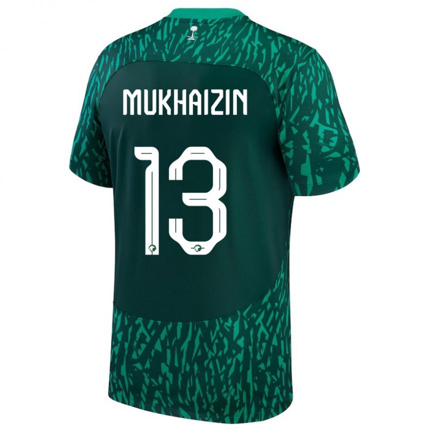 Homem Camisola Saudita Raghad Mukhaizin #13 Verde Escuro Alternativa 22-24 Camisa