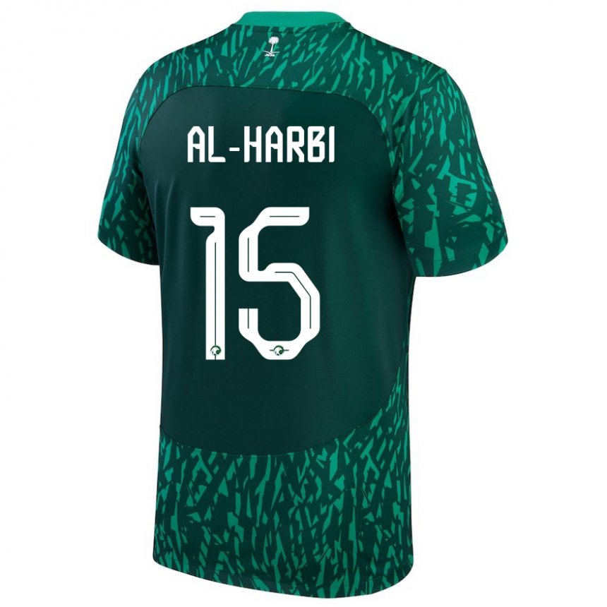 Homem Camisola Saudita Mashael Al Harbi #15 Verde Escuro Alternativa 22-24 Camisa