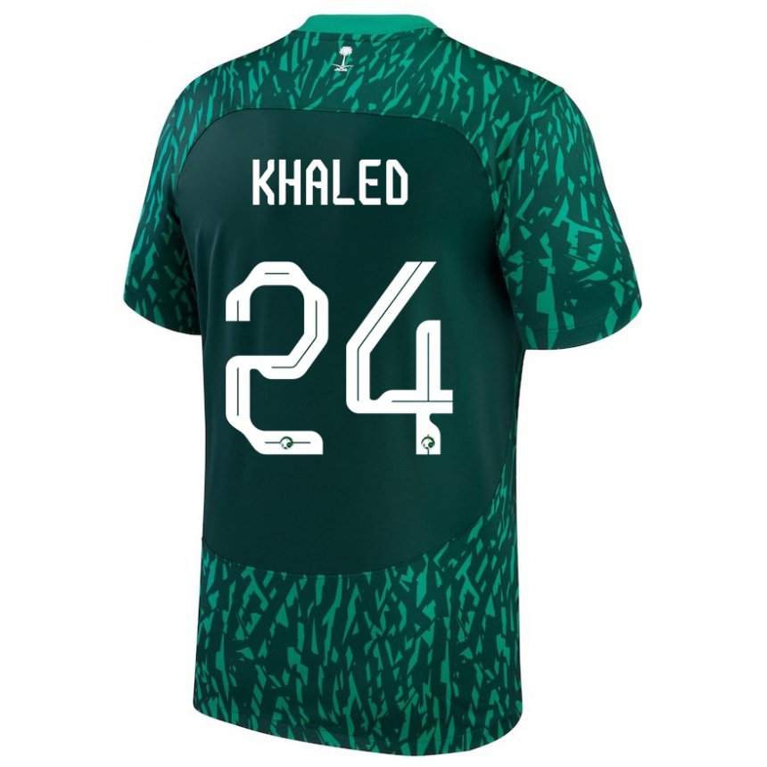 Homem Camisola Saudita Atheer Khaled #24 Verde Escuro Alternativa 22-24 Camisa