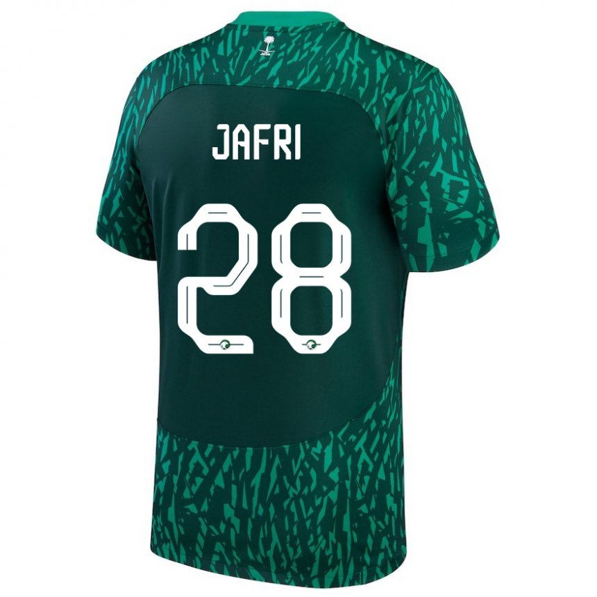 Homem Camisola Saudita Farah Jafri #28 Verde Escuro Alternativa 22-24 Camisa