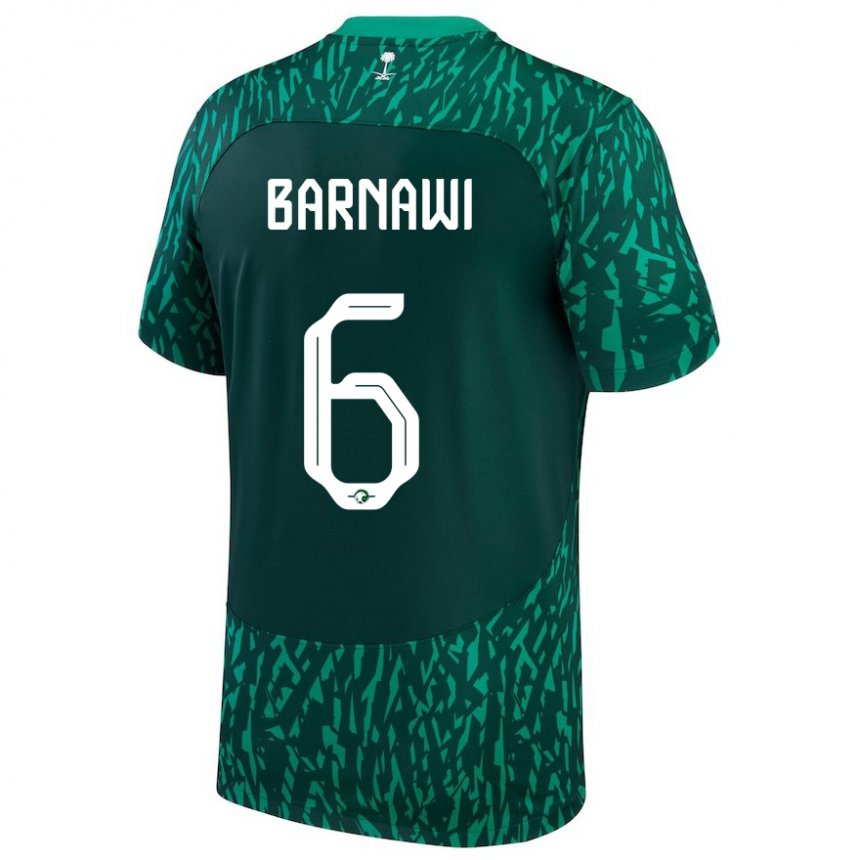 Homem Camisola Saudita Mohammed Barnawi #6 Verde Escuro Alternativa 22-24 Camisa