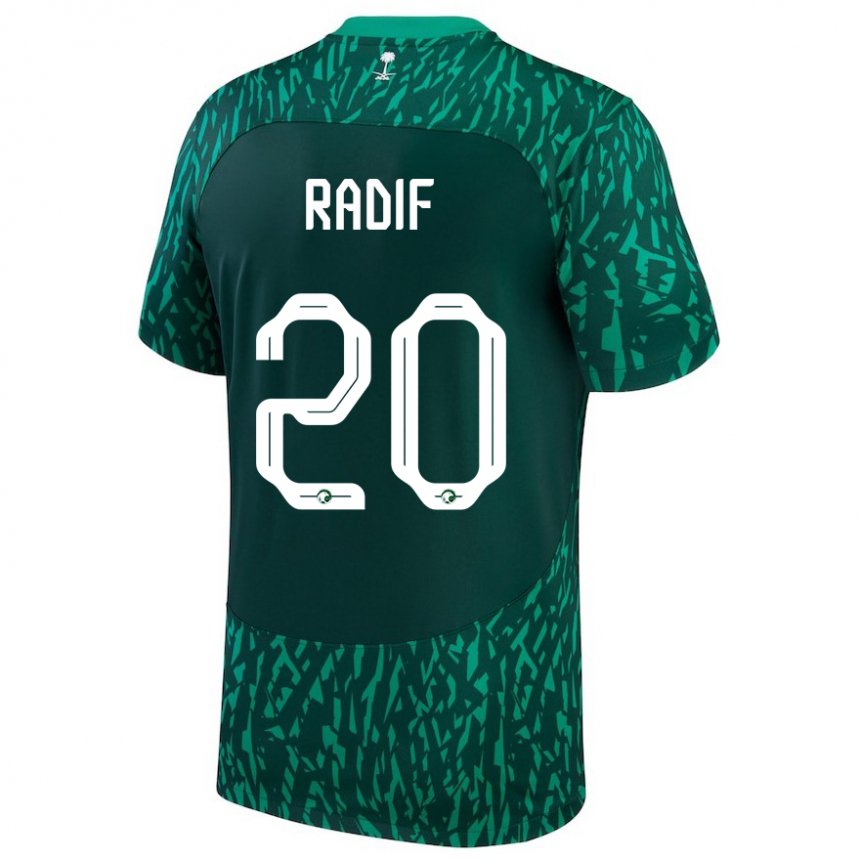 Homem Camisola Saudita Abdullah Radif #20 Verde Escuro Alternativa 22-24 Camisa