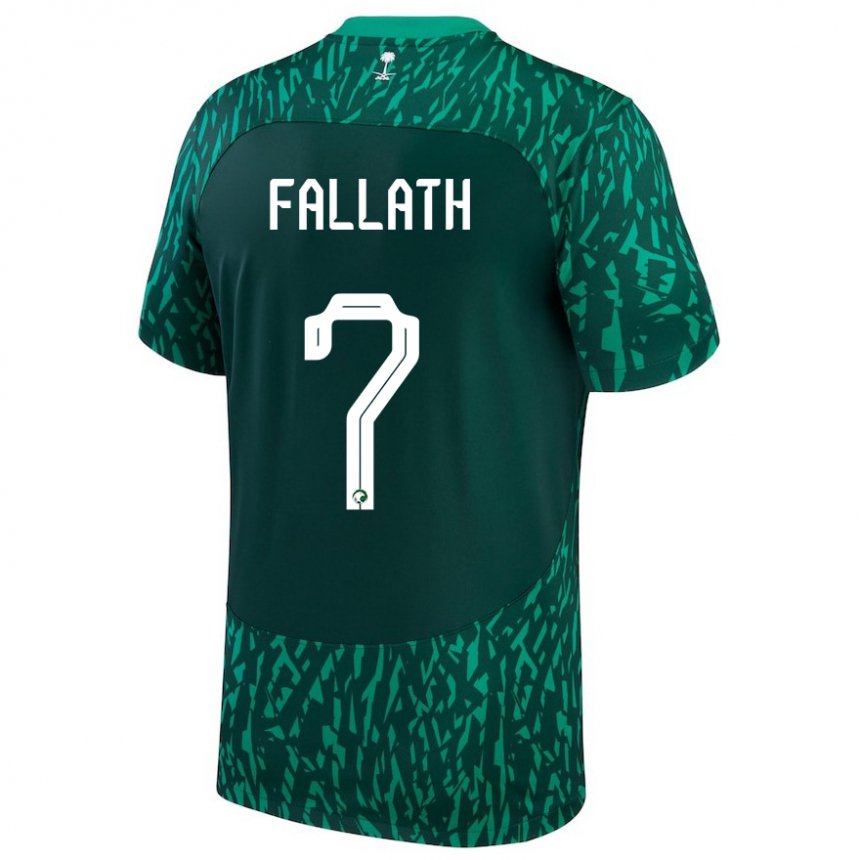 Homem Camisola Saudita Fahad Fallath #7 Verde Escuro Alternativa 22-24 Camisa