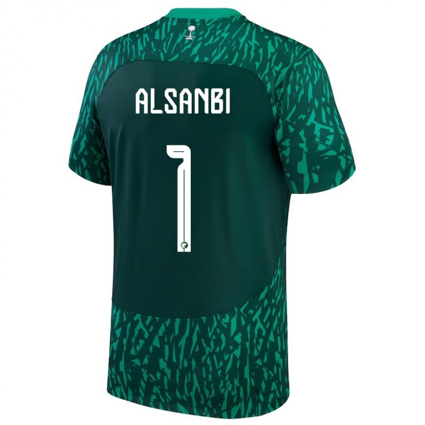 Homem Camisola Saudita Abdulrahman Alsanbi #1 Verde Escuro Alternativa 22-24 Camisa