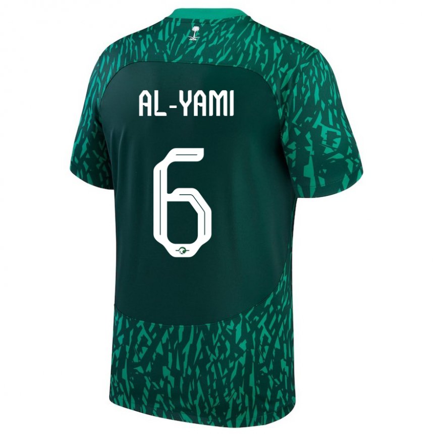 Homem Camisola Saudita Mohammed Al Yami #6 Verde Escuro Alternativa 22-24 Camisa