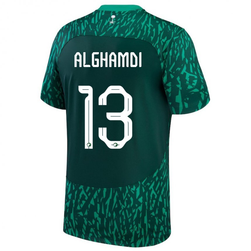 Homem Camisola Saudita Hazzaa Alghamdi #13 Verde Escuro Alternativa 22-24 Camisa