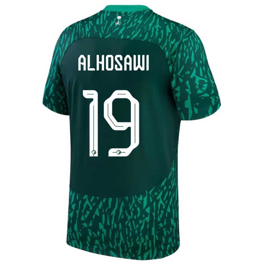 Homem Camisola Saudita Zakrei Alhosawi #19 Verde Escuro Alternativa 22-24 Camisa