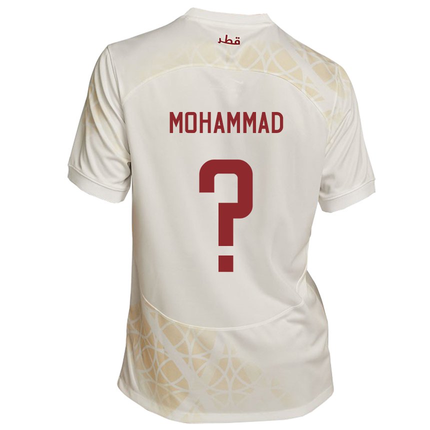 Homem Camisola Catari Khaled Mohammad #0 Bege Dourado Alternativa 22-24 Camisa