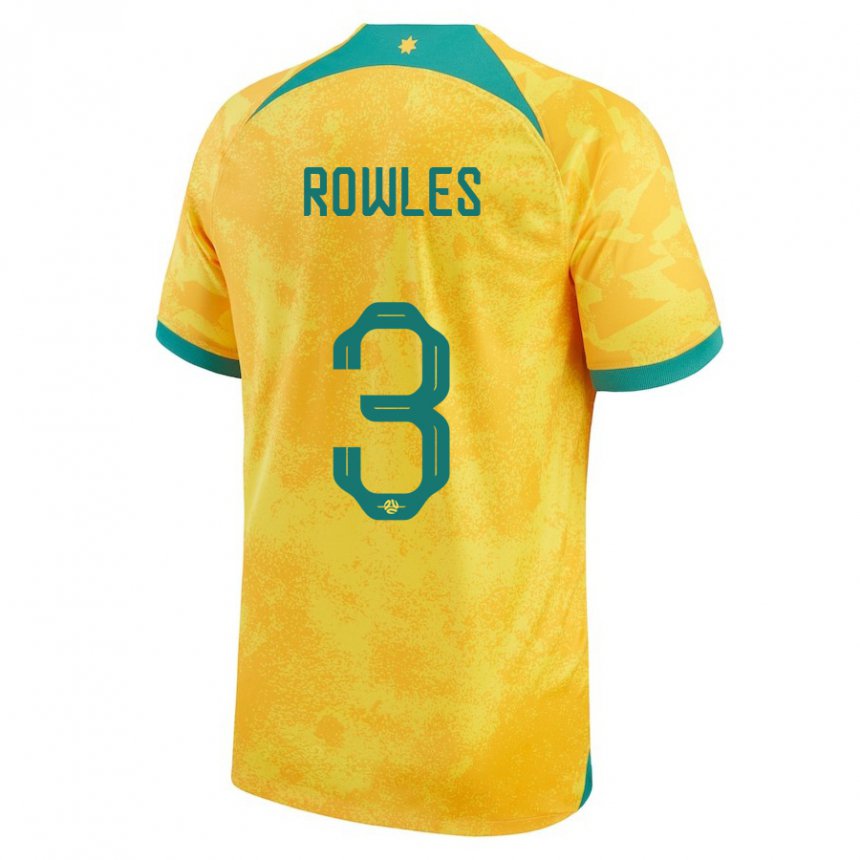 Mulher Camisola Australiana Kye Rowles #3 Dourado Principal 22-24 Camisa