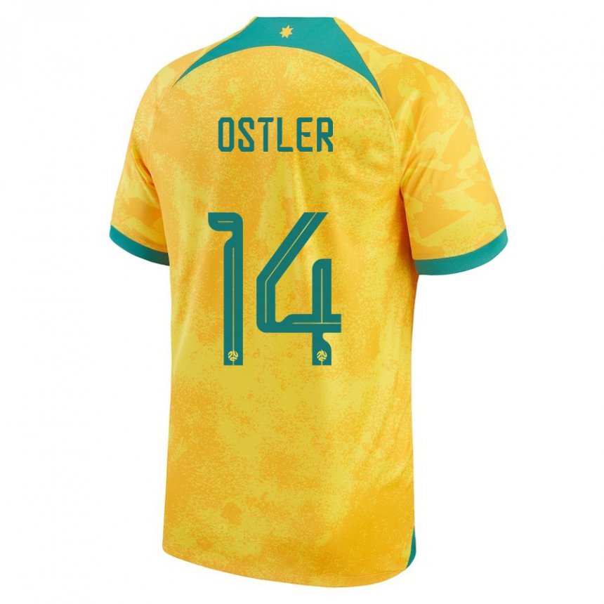 Mulher Camisola Australiana Trent Ostler #14 Dourado Principal 22-24 Camisa