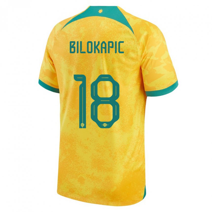 Mulher Camisola Australiana Nicholas Bilokapic #18 Dourado Principal 22-24 Camisa