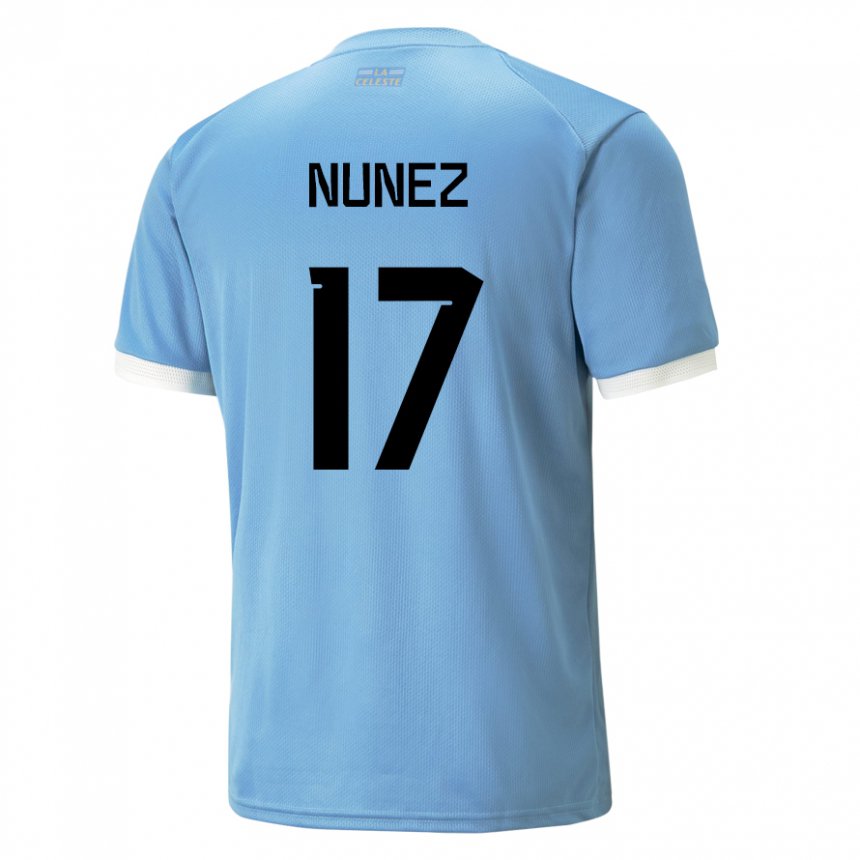 Mulher Camisola Uruguaia Facundo Nunez #17 Azul Principal 22-24 Camisa