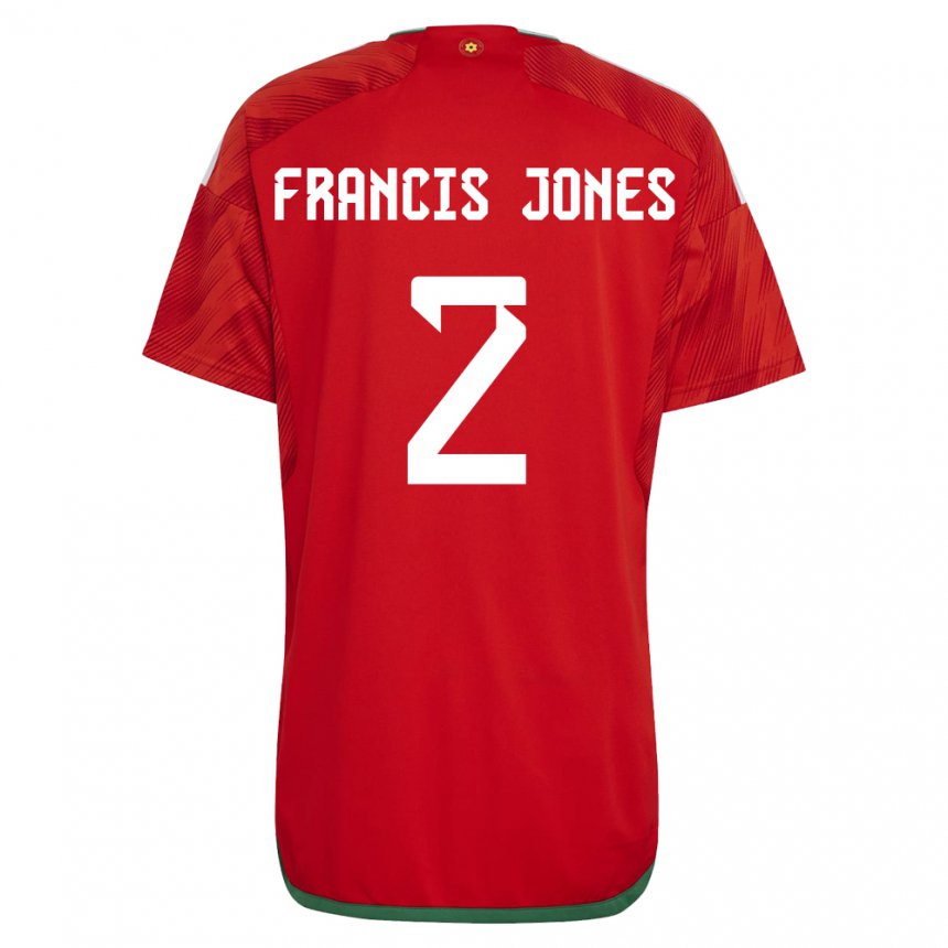 Mulher Camisola Galesa Maria Francis Jones #2 Vermelho Principal 22-24 Camisa