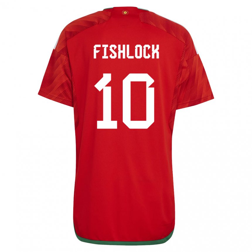 Mulher Camisola Galesa Jessica Fishlock #10 Vermelho Principal 22-24 Camisa