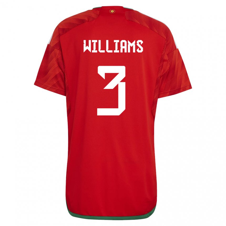 Mulher Camisola Galesa Zac Williams #3 Vermelho Principal 22-24 Camisa
