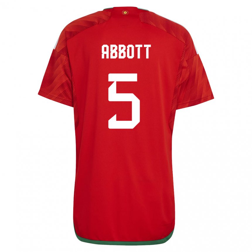 Mulher Camisola Galesa George Abbott #5 Vermelho Principal 22-24 Camisa