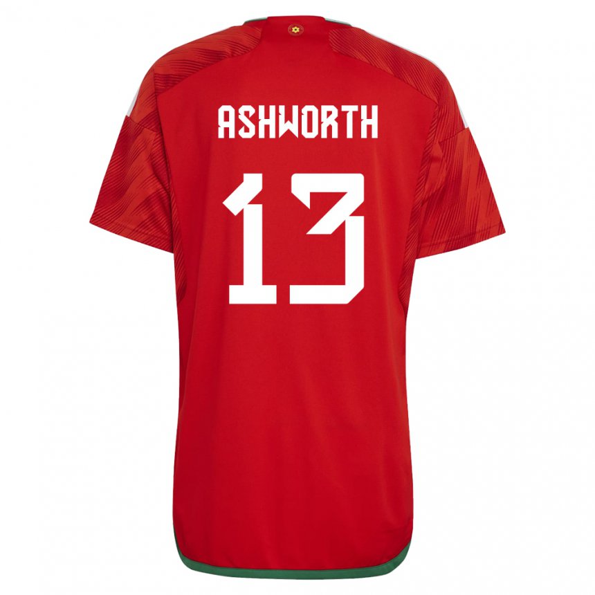 Mulher Camisola Galesa Fin Ashworth #13 Vermelho Principal 22-24 Camisa