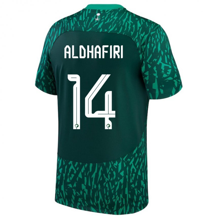 Mulher Camisola Saudita Jathob Aldhafiri #14 Verde Escuro Alternativa 22-24 Camisa