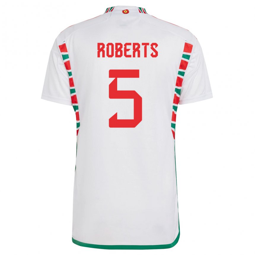 Mulher Camisola Galesa Rhiannon Roberts #5 Branco Alternativa 22-24 Camisa