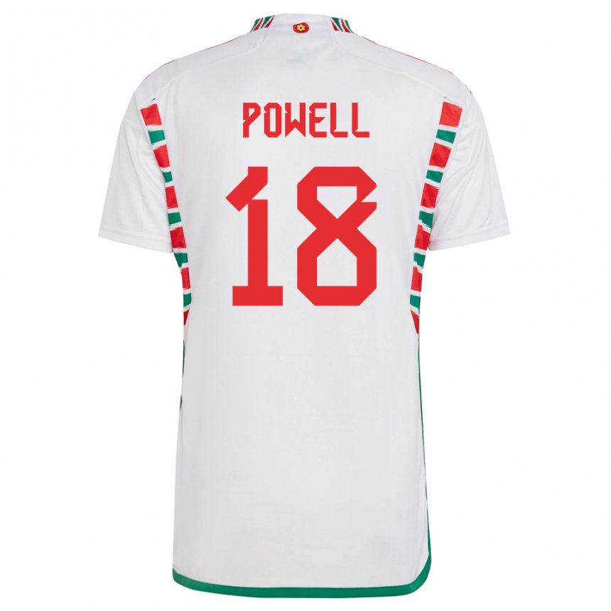 Mulher Camisola Galesa Ella Powell #18 Branco Alternativa 22-24 Camisa