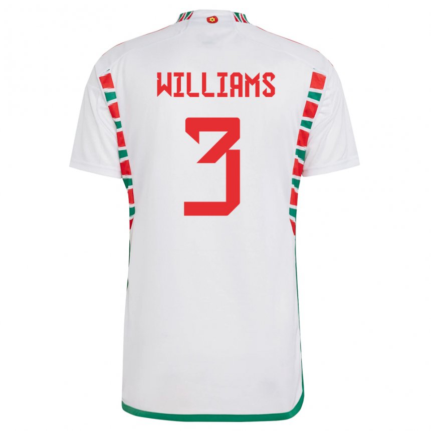 Mulher Camisola Galesa Zac Williams #3 Branco Alternativa 22-24 Camisa