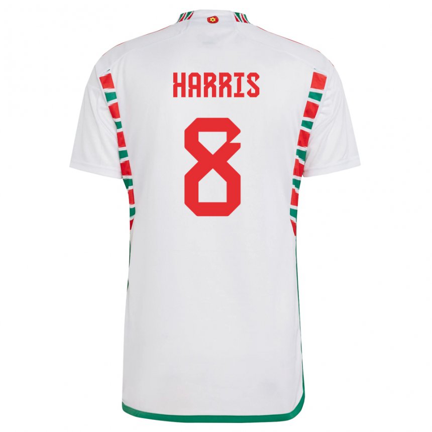 Mulher Camisola Galesa Luke Harris #8 Branco Alternativa 22-24 Camisa