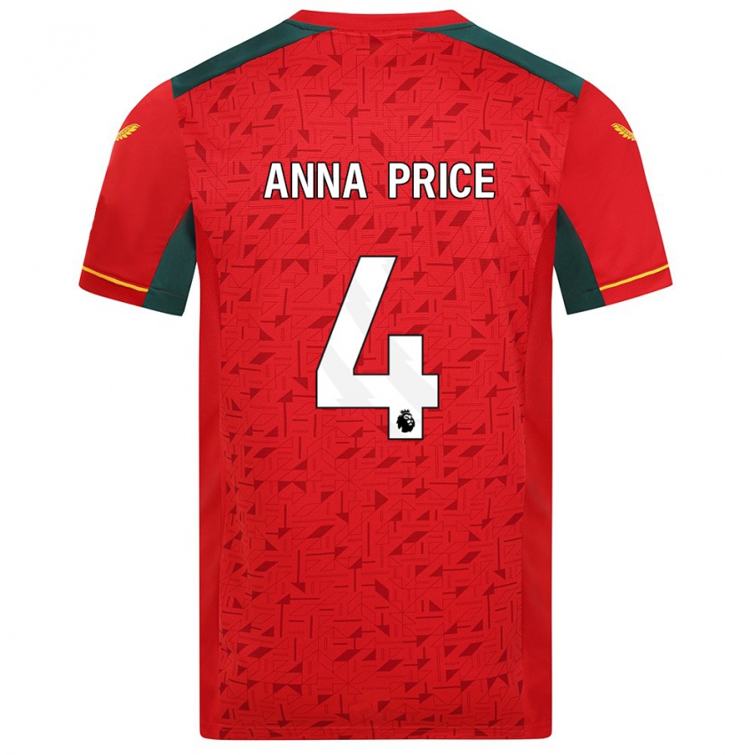 Criança Camisola Anna Price #4 Vermelho Alternativa 2023/24 Camisa