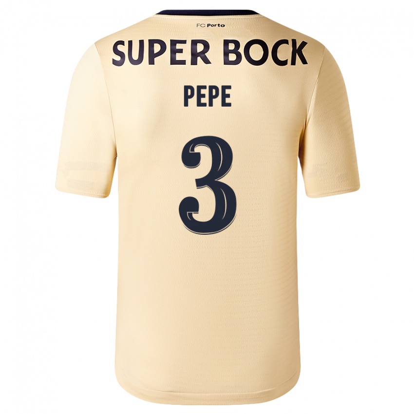 Criança Camisola Pepe #3 Bege-Dourado Alternativa 2023/24 Camisa