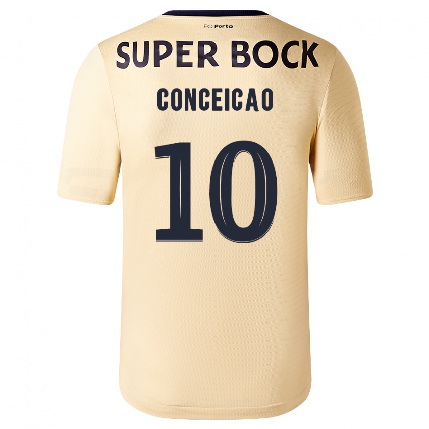 Criança Camisola Francisco Conceicao #10 Bege-Dourado Alternativa 2023/24 Camisa