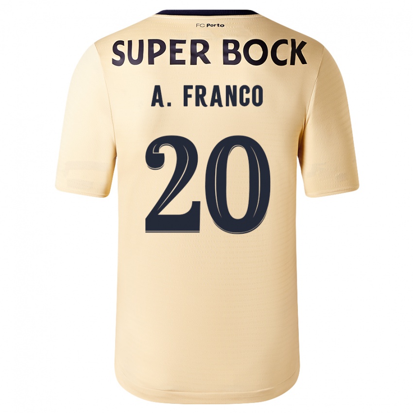 Criança Camisola André Franco #20 Bege-Dourado Alternativa 2023/24 Camisa