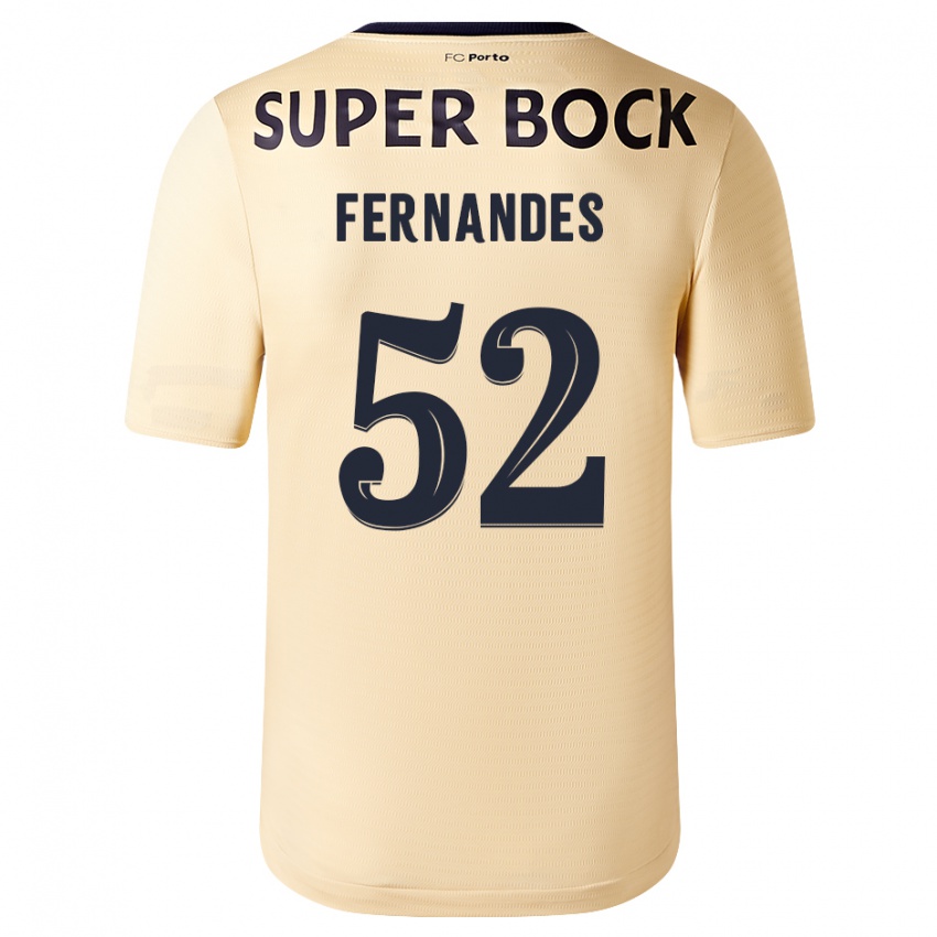 Criança Camisola Martim Fernandes #52 Bege-Dourado Alternativa 2023/24 Camisa