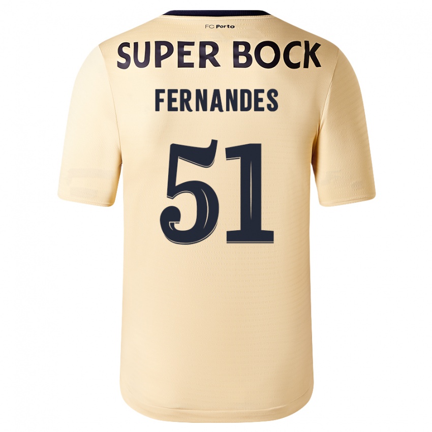 Criança Camisola Diogo Fernandes #51 Bege-Dourado Alternativa 2023/24 Camisa